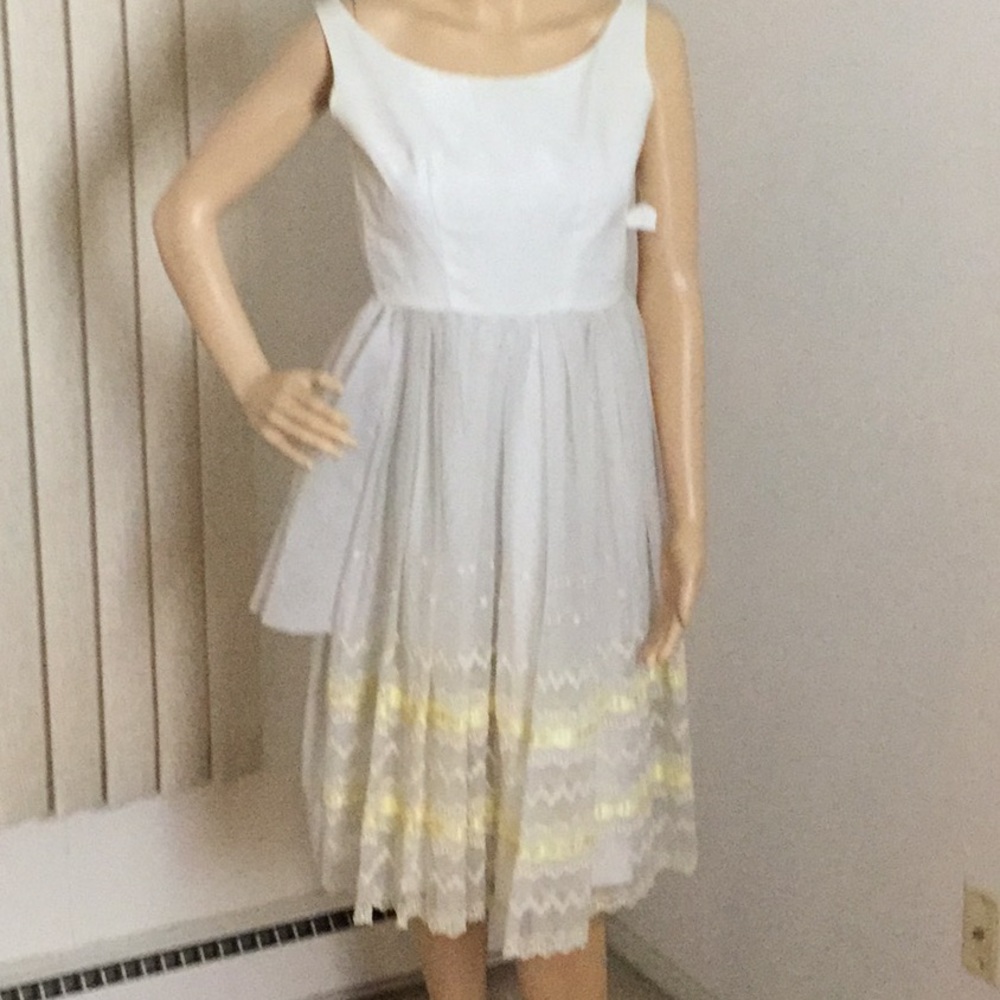 Vintage White Dress with Yellow Highlights